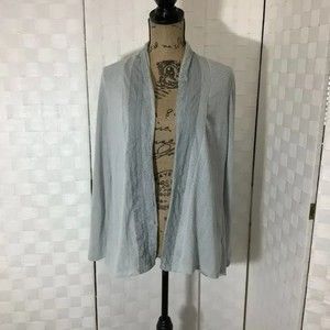One september gray lace trim cardigan top size small